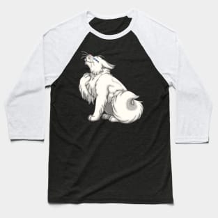 White Longhair Baseball T-Shirt